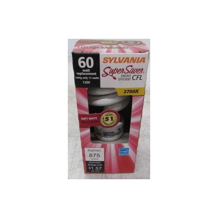 Sylvania 13W Compact Fluorescent Spiral (827 - 2700K) CF13EL/SUPER/827/RP/YX