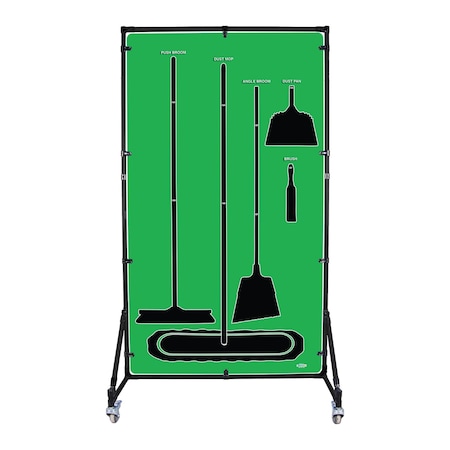 5S Supplies Housekeeping Shadow Board Broom Station V11, Green, Broom, No Text HSB-V11-GREEN-BO- NO TEXT