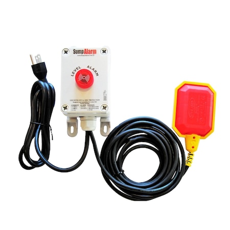 Sump Alarm Indoor/Outdoor, High-Water Alarm, 120V, 10 Foot Tethered Float SA-120V-1L-10
