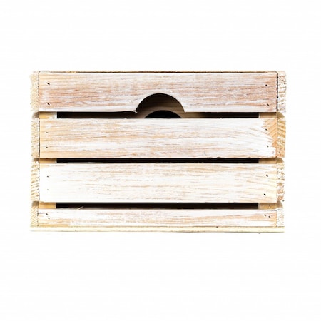 Homeroots 15" Organic Whitewash and Natural Distressed Wood Stacking Milk Crate 471948
