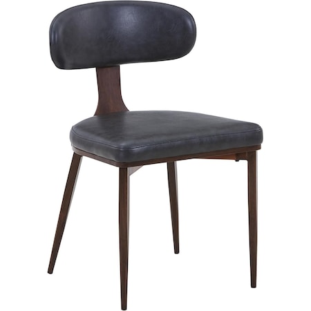 Leisuremod Dilenny Faux Leather Dining Chair - Modern Padded Side Chair with Steel Legs DC49BL