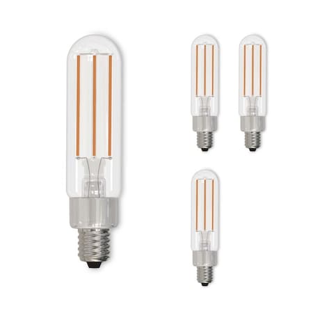 Bulbrite LED Filament 4.5 W Dimmable T6 Light Bulb with Clear Glass Finish and E12 Base, 3000K, 450Lumens, 4PK 862784