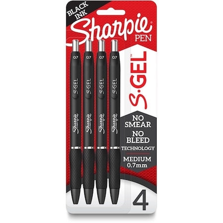 Newell Brands Black Gel Pen, Medium Point, 4-Pk. 2096134