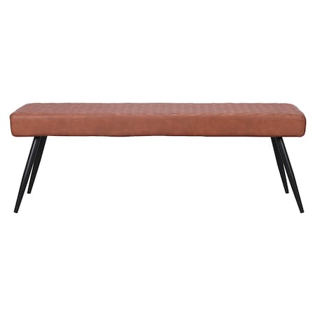 Homeroots 54in Brown and Black Faux Leather Upholstered Dining Bench 558170