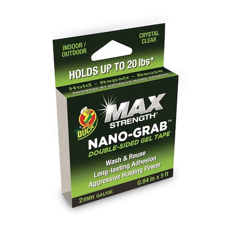 Duck Brand MAX Strength Nano-Grab Double-Sided Gel Tape, 0.94in x 5 ft, Clear 287264