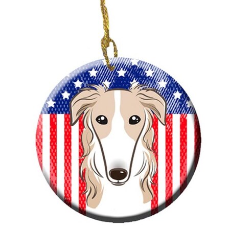 Carolines Treasures American Flag and Borzoi Ceramic Ornament BB2158CO1