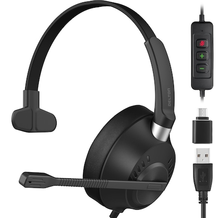 Delton Noise-Canceling Mono Over-the-Ear Headset, USB Type-A - Black 40Y