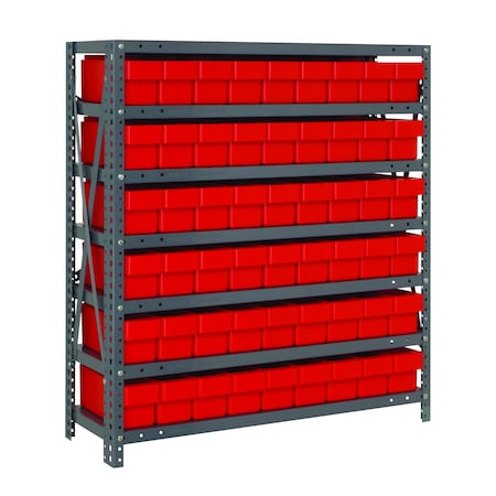 Quantum Storage Systems 7 SHELF OPEN UNIT W/54 RED BINS 1839-604RD