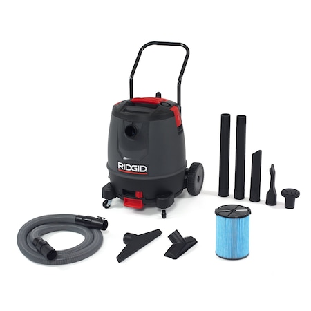 Ridgid Wet/Dry Vacuum, 16 gal., Fine Dust Filter, 193 cfm, 65 HP 50338
