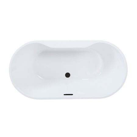 Kingston Brass 55" Acrylic Oval Double Ended Freestanding Tub with Drain, Glossy White/Matte Black VTDE552823C420