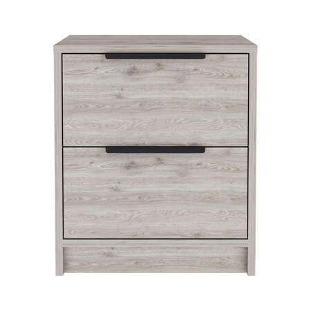 Homeroots 19" Gray Wood Two Drawer Nightstand 543650