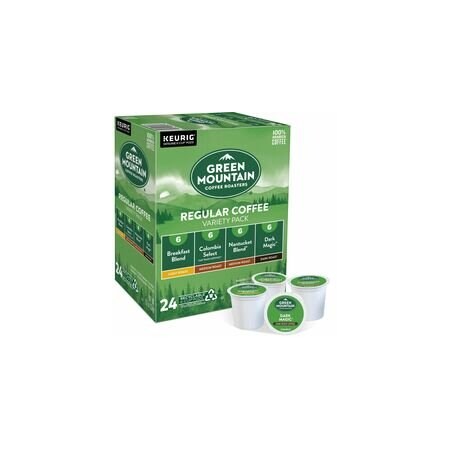 Green Mountain Coffee Roasters K-Cup Regular Coffee Variety Pack, Compatible with Keurig Brewer, Light/Medium/Dark, K-Cup, 24, 4PK 5000374159