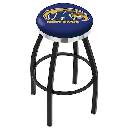Holland Bar Stool Co 36" Blk Wrinkle Kent State Swivel Bar Stool, Chrome Ring L8B2C36KentSt