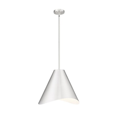 Z-Lite Aria 1 Light Pendant, Brushed Nickel/Brushed Nickel & Inner White, 18 In W x 16 In H 1952P18-BN