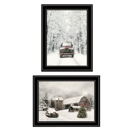 Homeroots Set Of Two Antique Christmas 2 Black Framed Print Wall Art, 2PK 406150