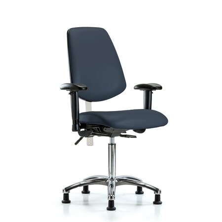 Blue Ridge Ergonomics Clean Room Chair Vin Med Ben Chair, Med, Bk, Nav, CL100, Adjustable Arms, 22" to 29" Height, Vinyl BR-NCR-VMBCH-MB-CR-T1-A1-NF-RG-8582