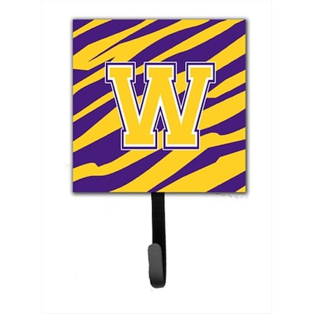 Carolines Treasures Initial W Tiger Stripe - Purple Gold Leash Holder Or Key Hook CJ1022-WSH4