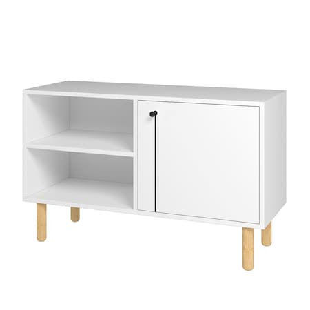 Homeroots Iko White Modern Sideboard Open Cubbie Cabinet 403101