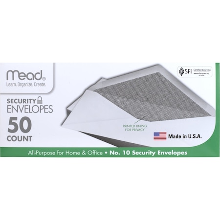 Mead Press-It Seal-It Security Envelope, PK 50 75096