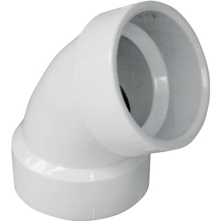 Canplas Pipe Elbow, 1-1/2 in, Hub, 60 deg Angle, PVC, White 192601