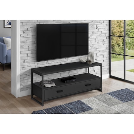 Monarch Specialties Tv Stand, 48 Inch, Console, Storage Drawers, Living Room, Bedroom, Laminate, Black I 2870