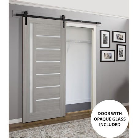 Sartodoors Barn Interior Door, 30" x 84", Gray QUADRO4088BD-B-SSS-3084