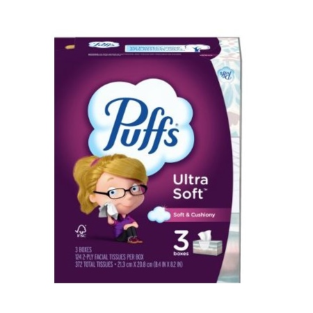 Empress Puffs Ultra Soft Facial Tissues 3-Pks 124 ct, Family Size 35520