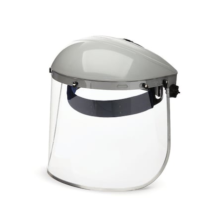 Sellstrom Ratchet Face Shield Assembly, Clear Visor, 8" Height, Ratchet Suspension, Uncoated Lens, Grey S30110