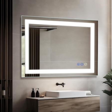 Simple Deluxe LED Bathroom Mirror with Lights, 24'x 36' LED Vanity Mirrorwith Frontlit and Backlit, Anti-Fog, Dim 3A88MIROZJLED2436NWHT