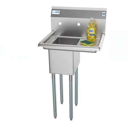 Koolmore 1 Compartment Stainless Steel  Commercial Kitchen Prep & Utility Sink with Drainboard SA101410-10R3