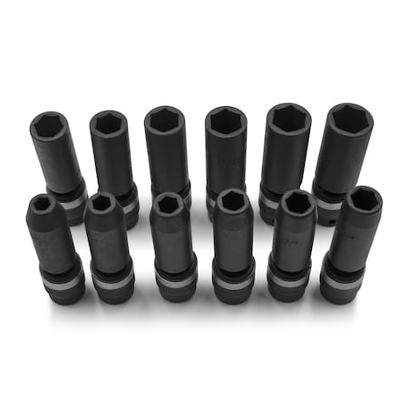 Genius Tools 12PC 3/8in Dr. Metric Swivel Deep Impact Socket Set TG-312MD