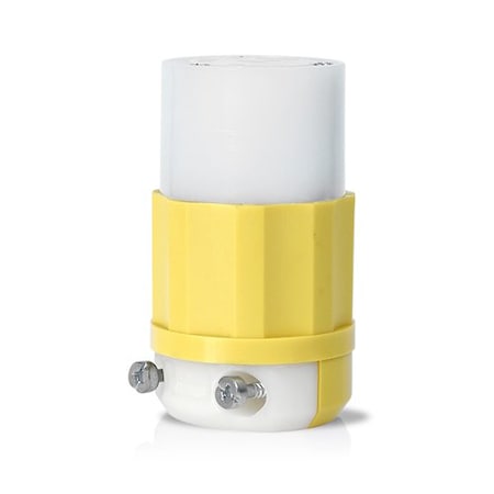 Leviton Locking Connector, L7-15R, 15 A, 277V AC, Single Phase, 2 Pole, Screw Terminals, White, Yellow 4779-CY