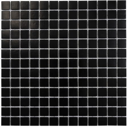 Apollo Tile Dune 12 in. x 12 in. Glossy Black Glass Mosaic Wall and Floor Tile 20 sq. ft./case, 10PK APLSA88BK901A