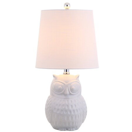 Jonathan Y Hoot 20.5" Ceramic Mini LED Table Lamp, White Owl JYL1026A