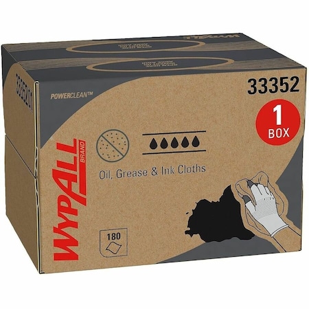 Wypall WypAll Oil, Grease & Ink Cloths (33352), Brag Box, Lint-Free, Blue (180 Sheets/Box, 1 Box/Case) 33352