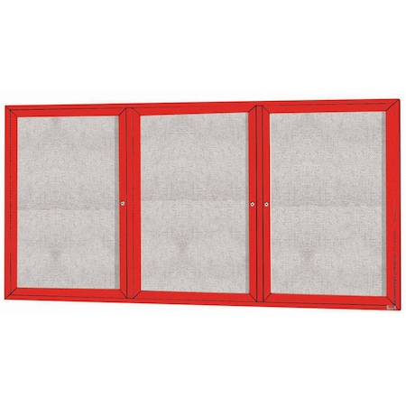 Aarco Outdoor Enclosed Bulletin Board w/ Al Frame, Powder Coated Red, 36''Hx72''W ODCC3672-3RR