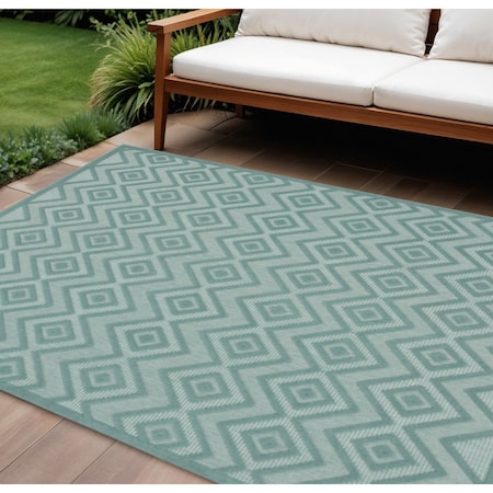 Homeroots 7' X 10' Aqua Indoor Outdoor Area Rug 522105