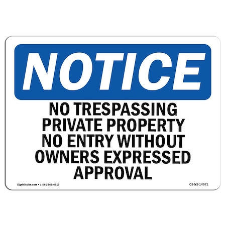 Signmission No Trespassing Private Property No Entry , 10 Inch X 7 Inch, Decal OS-NS-D-710-L-14971