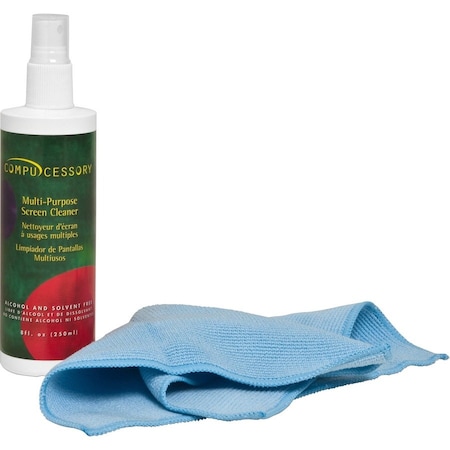 Compucessory LCD Screen Cleaner, Kit W/Microfiber Cloth & 8 Oz. Spray - CCS56268 56268