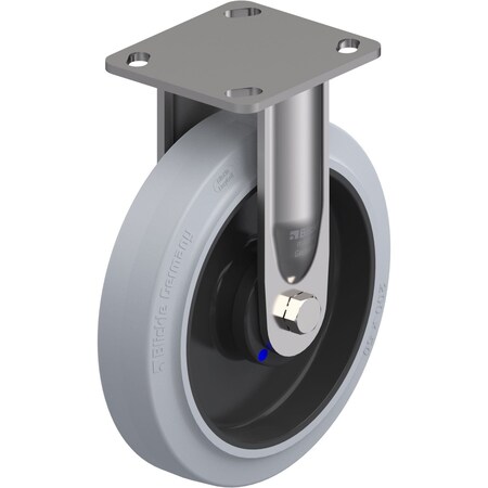 Blickle Rigid Plate Caster, Solid Rbbr, 8", 660 lb. BESX-POEV 200XKA-14-SG