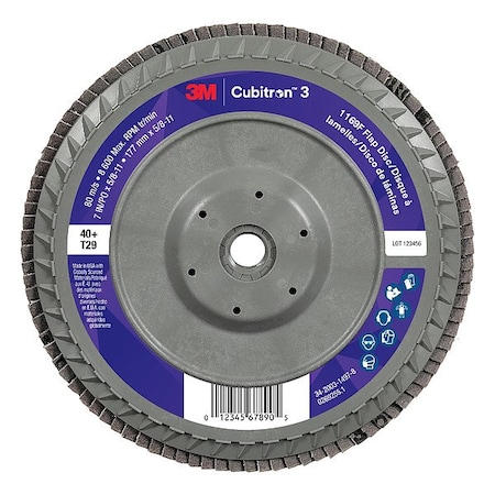 3M Cubitron Abrasive Flap Disc, Coated, Polyester, PK5 7100380495