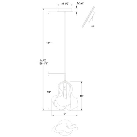 Euf Norah, Pendant, 13", Gold, Clear Glass 50247-011