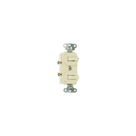 Pass & Seymour Double Combination Switch, 15 A, 120/277 VAC, Side Wire Terminal, Ivory 690IGCC6