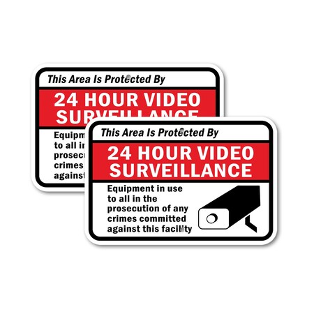 Signmission This Area Is Protected By 24 Hour Video Surveillance Eq, 12'' X 18'', Heavy Gauge Aluminum, 2PK A-1218-2PACK-2961