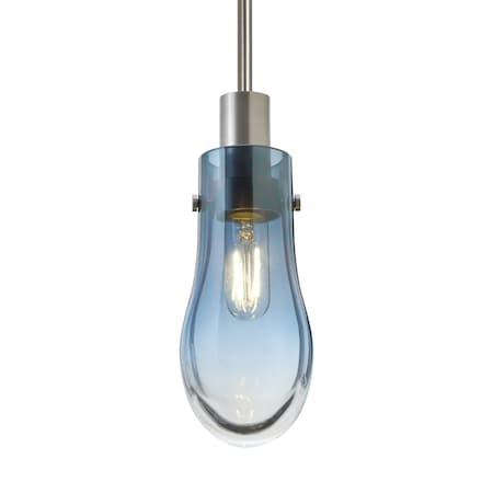 Besa Lighting Wish Cord Pendant, Blue/Clear, Satin Nickel Finish, 1x40W Incandescent 1JT-WISHBL-SN