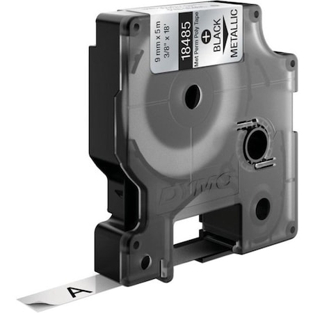 Dymo Label Tape Cartridge, Black/Metallic Silver, Labels/Roll: Continuous 18485