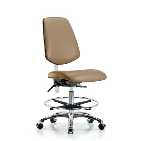 Blue Ridge Ergonomics Clean Room Chair Vin Med Ben Chair, Med, Bk, Taupe, CL100, No Arms, 22" to 29" Height, Vinyl, Taupe BR-NCR-VMBCH-MB-CR-T1-A0-CF-CC-8584
