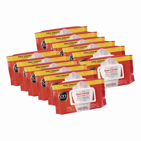Sani Professional No-Rinse Sanitizing Multi-Surface Wipes, 1-Ply, 8 x 9, Unscented, White, 72 Wipes, PK12 M30472