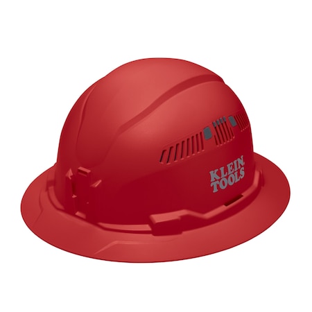 Klein Tools Hard Hat, Vented, Full Brim Style, Red 60921