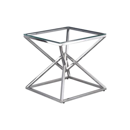 Best Master Furniture Clear Glass With Silver Stainless Steel Side Table E50 Stainless Steel